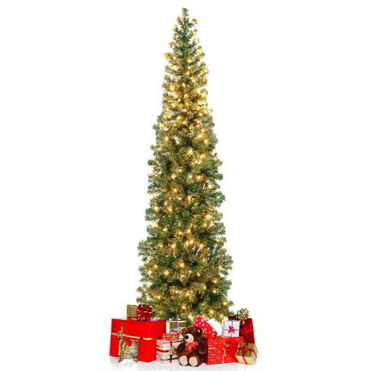 7 Feet Prelit Half-Shape Christmas Tree by DirectDeals, 150 lights and needles at base on Tampa Home & Garden Store