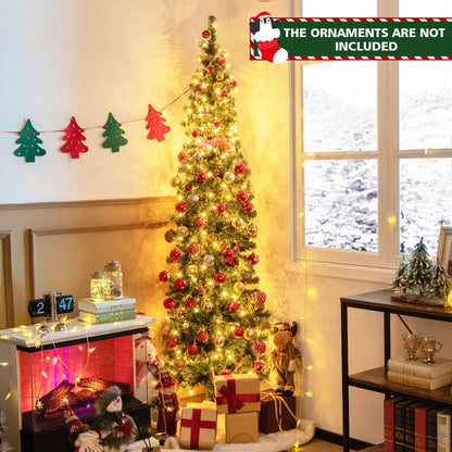 DirectDeals 7 ft prelit half-shape Christmas tree with 150 lights, gold and red ornaments on Tampa Home & Garden Store