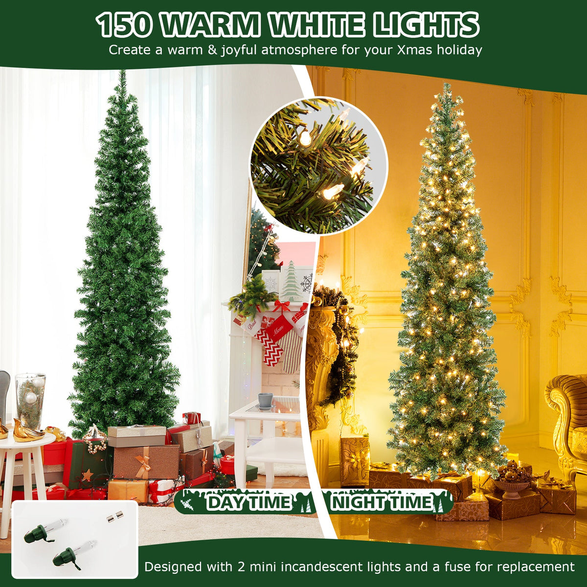 7 ft DirectDeals prelit half-shape Christmas tree with 150 warm white lights on Tampa Home & Garden Store
