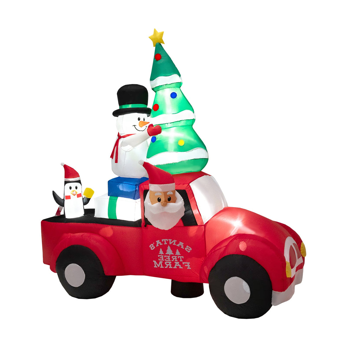 8 Feet Wide DirectDeals inflatable Santa driving a red car with LED Christmas tree on top on Tampa Home & Garden Store