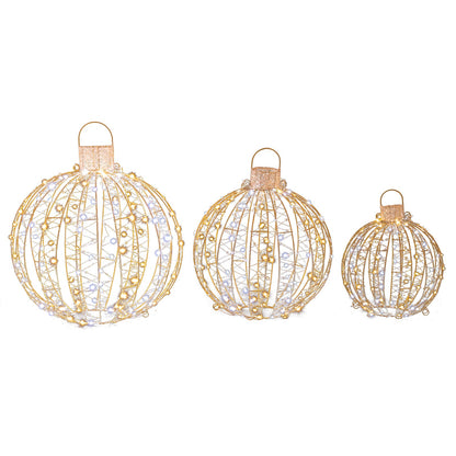 DirectDeals 3-pack golden LED light balls, wireframe spheres with warm white lights on Tampa Home & Garden Store