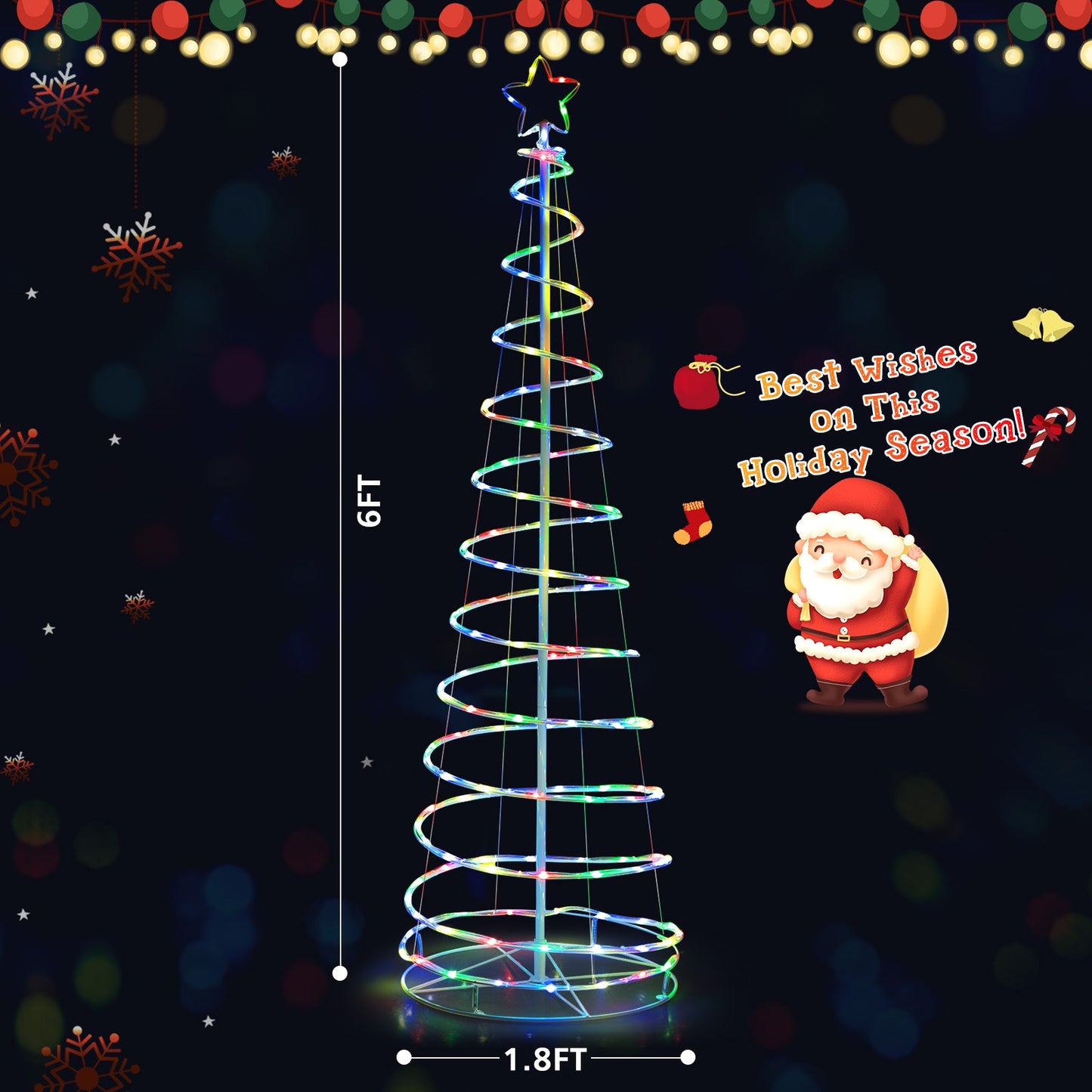 6 ft light up spiral Christmas tree with white star top and multicolor LEDs DirectDeals on Tampa Home & Garden Store