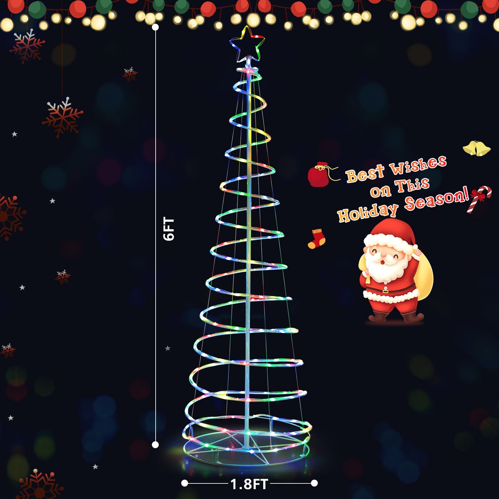 6 ft light up spiral Christmas tree with white star top and multicolor LEDs DirectDeals on Tampa Home & Garden Store