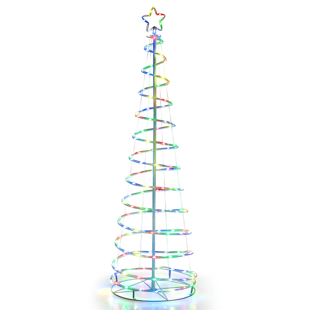6 ft light up spiral Christmas tree with white star-top and rainbow LEDs DirectDeals on Tampa Home & Garden Store