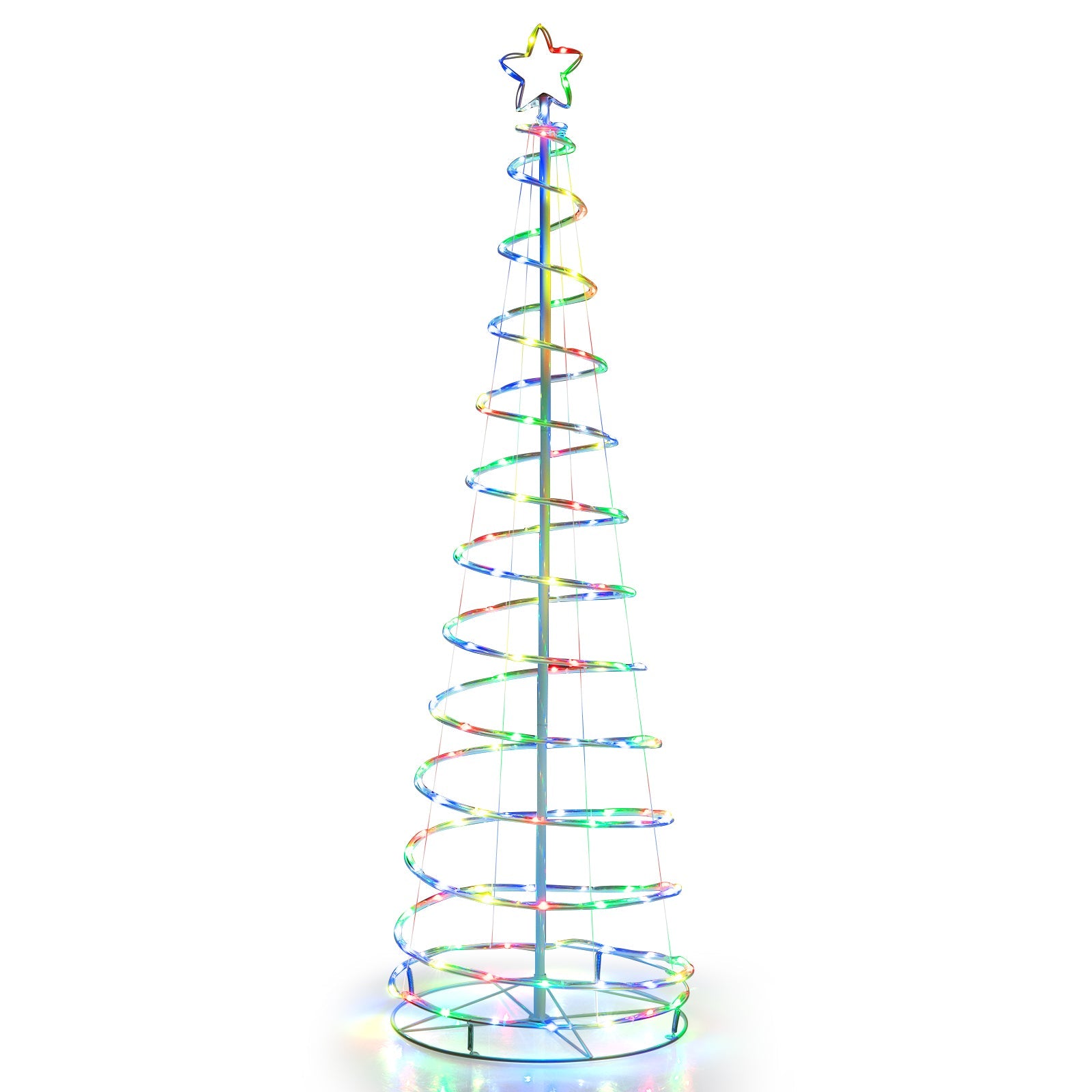 6 ft light up spiral Christmas tree with white star-top and rainbow LEDs DirectDeals on Tampa Home & Garden Store