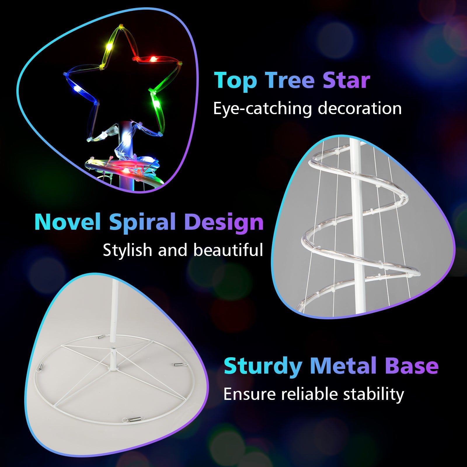 6 Feet Light Up Spiral Christmas Tree White with tree-top star, DirectDeals artificial tree on Tampa Home & Garden Store