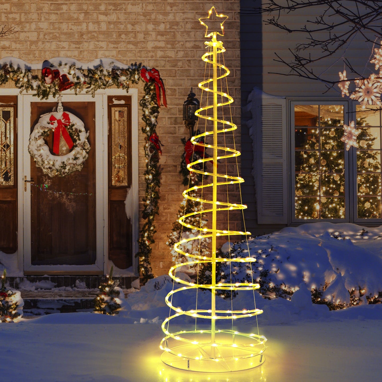 DirectDeals 6 ft light up spiral Christmas tree with star top in white lights on Tampa Home & Garden Store