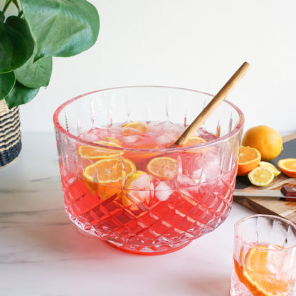 Admiral Cut Crystal Punch Bowl for Home Bar Party