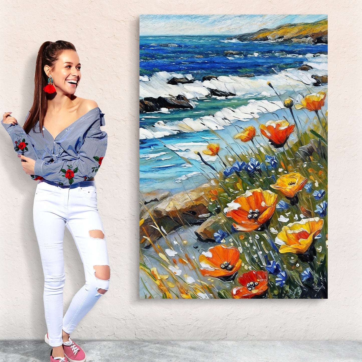 Canvas Print Coastal Blooms by Tailored Canvases with colorful coastal flowers crafting canvas on Tampa Home & Garden Store
