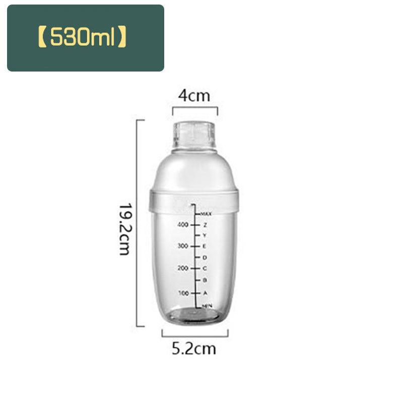 Cocktail shaker Shaketea, 530ml clear plastic with marks, ergonomic modern bar accessory on Tampa Home & Garden Store