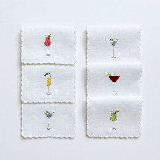 Serviettes de cocktail brodées (lot de 6)