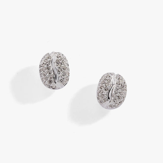 Coffee Bean Pave Crystal Stud Earrings by Alex and Ani, silver-toned oval pave crystals on Tampa Home & Garden Store