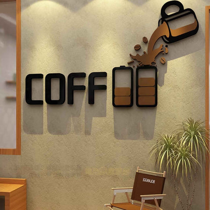 Coffee Shop Wall Decor self-adhesive acrylic art by Shaketea with bold coffee cup splash on Tampa Home & Garden Store