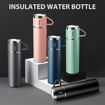 Insulated 500ml water bottle set of 5 steel thermoses with lids gray pink blue green black on Tampa Home & Garden Store