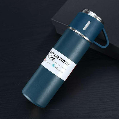 Stevvex 500ml blue stainless steel vacuum bottle with handle and lid insulated travel thermos on Tampa Home & Garden Store