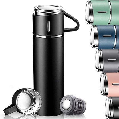 Stevvex coffee thermos 500ml stainless steel vacuum flask with lid and cup set black on Tampa Home & Garden Store