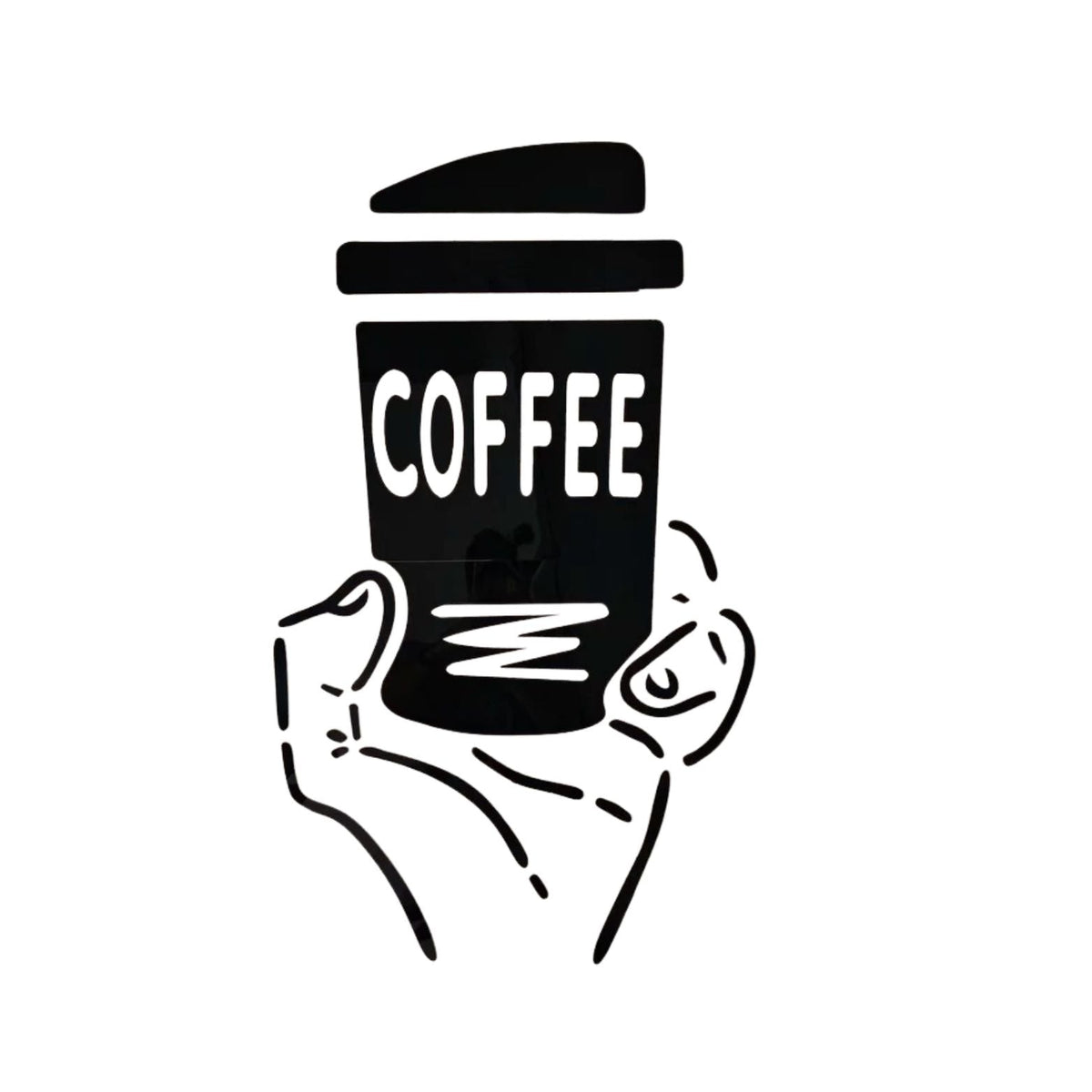 Coffee Wall Art Decor by Shaketea: black cup with white COFFEE lettering, line-drawn hands on Tampa Home & Garden Store