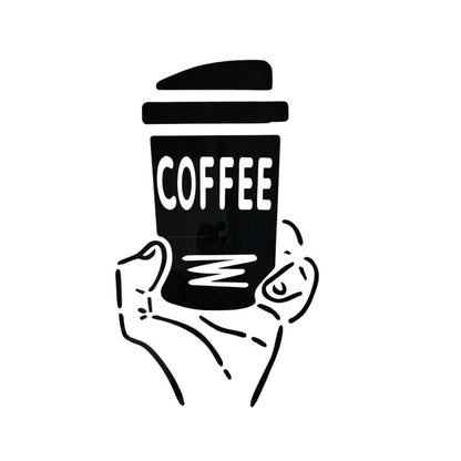 Coffee Wall Art Decor by Shaketea: black cup with white COFFEE lettering, line-drawn hands on Tampa Home & Garden Store