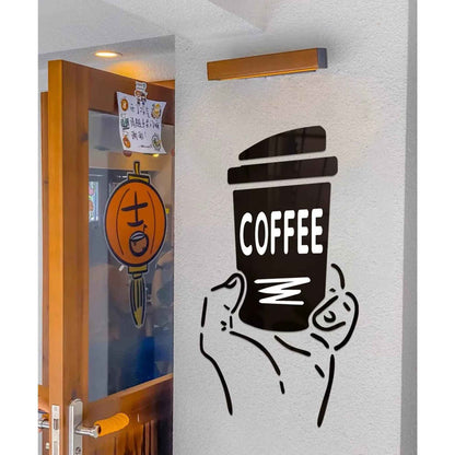 Coffee Wall Art Decor bold black coffee cup on light gray wall near doorway on Tampa Home & Garden Store