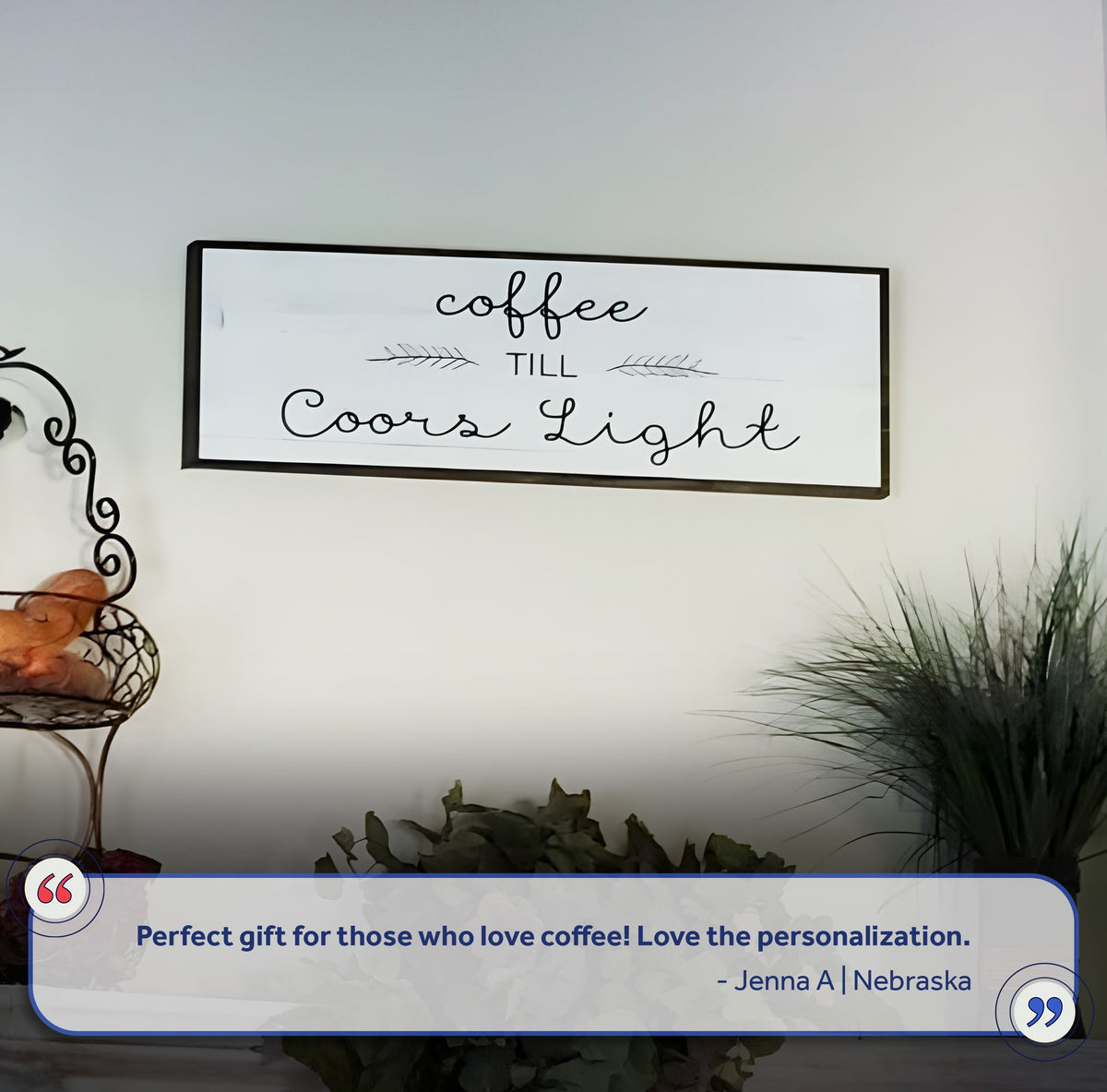 Coffee Till Cocktails Sign II crafting canvas by Tailored Canvases, white with black frame on Tampa Home & Garden Store