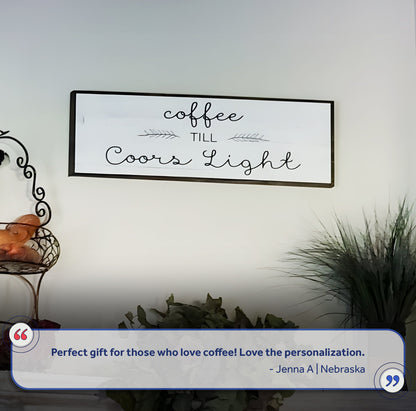 Coffee Till Cocktails Sign II crafting canvas by Tailored Canvases, white with black frame on Tampa Home & Garden Store