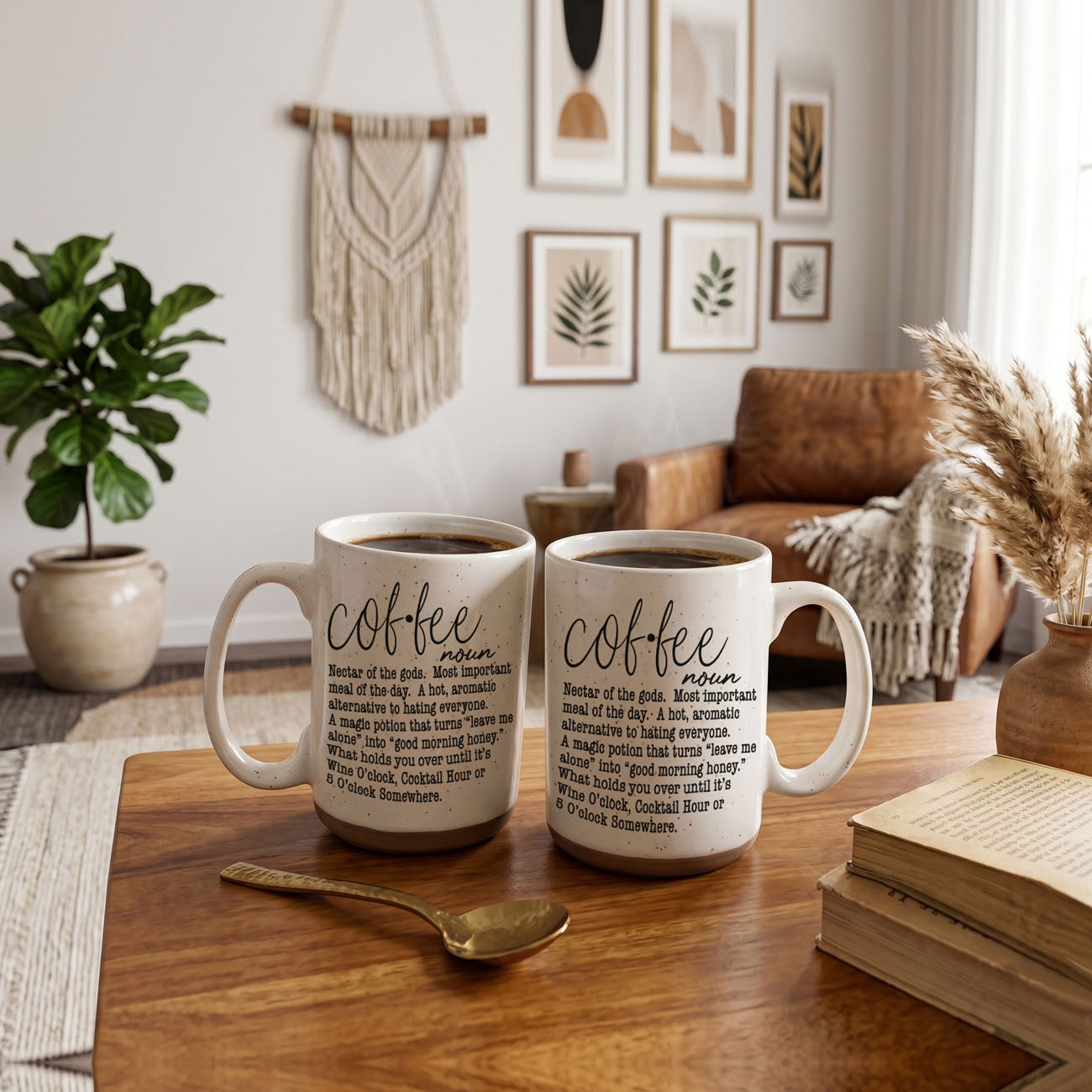 Coffee Def 16oz Gia Roma mug pair white ceramic with coffee definition text on Tampa Home & Garden Store