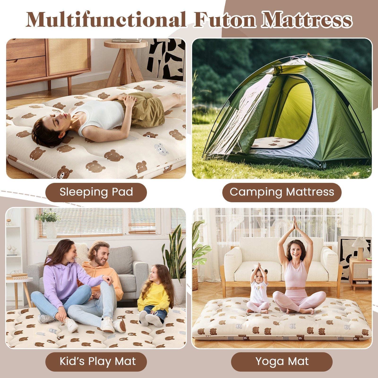 GemGear foldable futon mattress with washable cover and carry bag; sleeping pad and camping mat on Tampa Home & Garden Store
