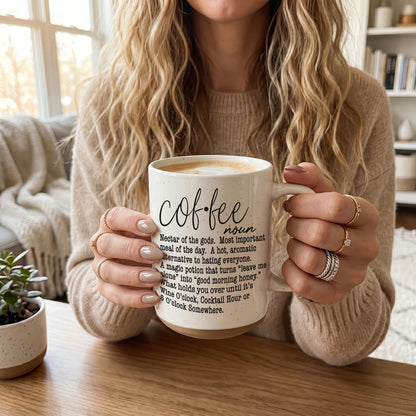 Coffee Def 16oz mug white ceramic with coffee definition text by Gia Roma on Tampa Home & Garden Store