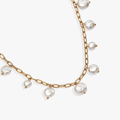 Coin Pearl Necklace With Freshwater Pearls
