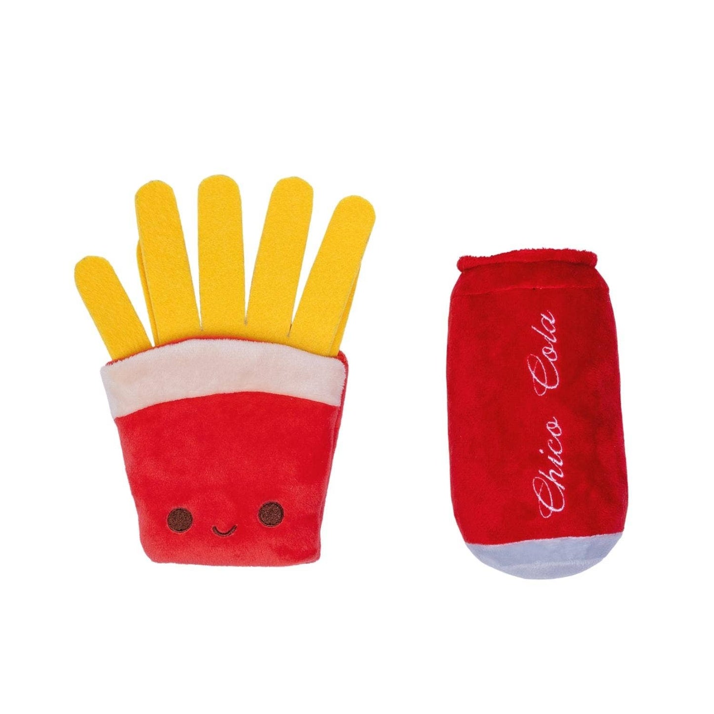 Coffret cadeau de peluches pour chien Cola et Frites – avec couineur et papier froissé pour des heures de jeu amusantes