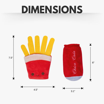 Coffret cadeau de peluches pour chien Cola et Frites – avec couineur et papier froissé pour des heures de jeu amusantes