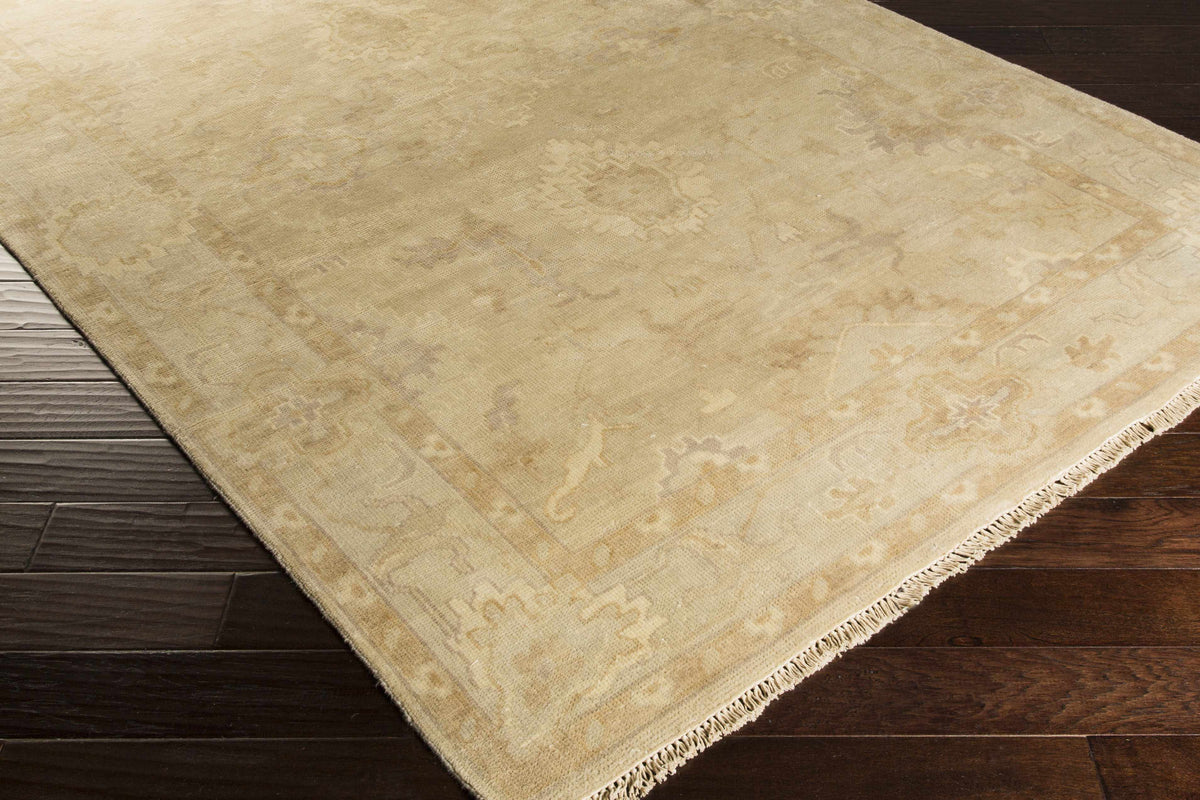 Colebrook Carpet rug beige with vintage pattern and fringe by Boutique Rugs on Tampa Home & Garden Store