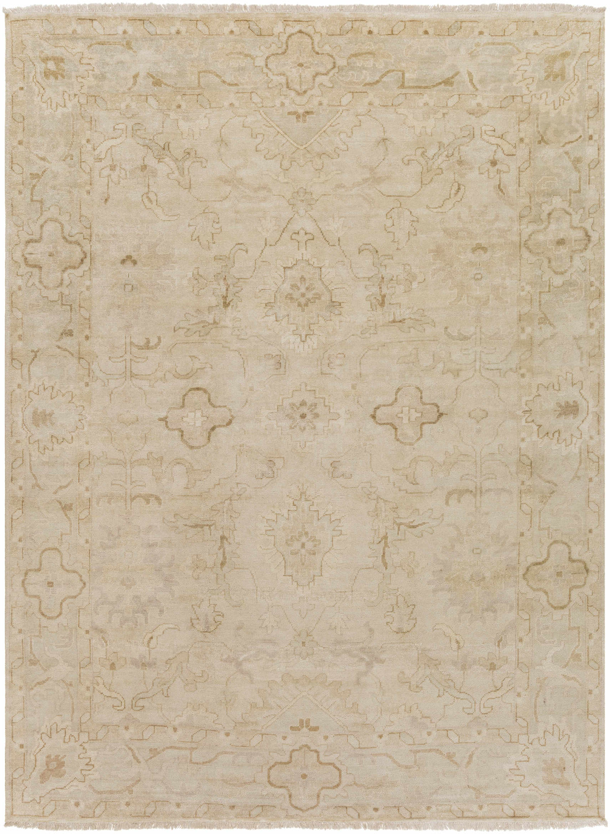 Colebrook Carpet - Clearance beige oriental area rug with fringed edges by Boutique Rugs on Tampa Home & Garden Store