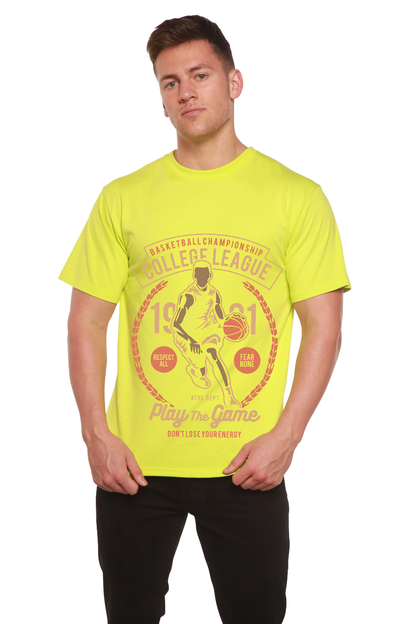 College League men's bamboo viscose/organic cotton tee neon yellow print Spun Bamboo on Tampa Home & Garden Store