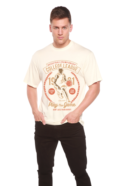 College League bamboo viscose/organic cotton graphic tee cream with orange basketball print on Tampa Home & Garden Store
