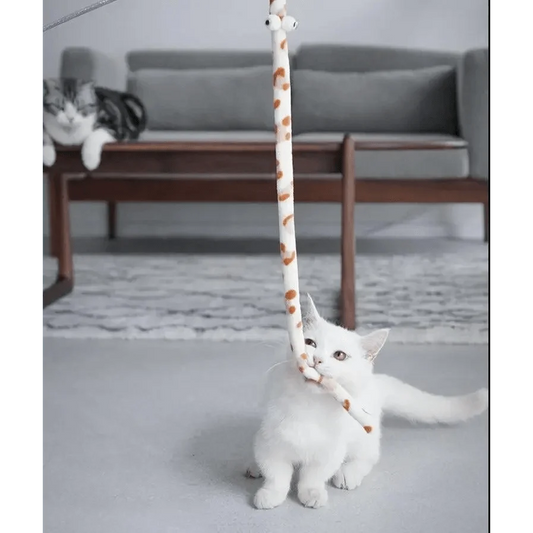 Colorful Rod Wand Feather Teaser for Cats Stevvex white wand with orange spots on Tampa Home & Garden Store