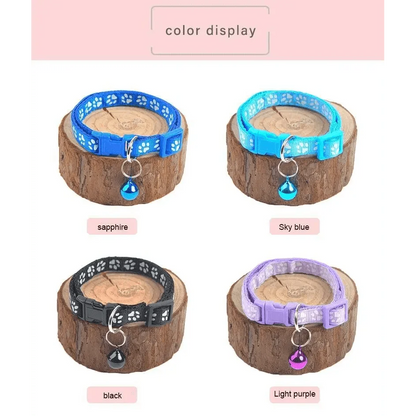 Stevvex colorful nylon pet collars set of 4 with paw print pattern and charm on Tampa Home & Garden Store