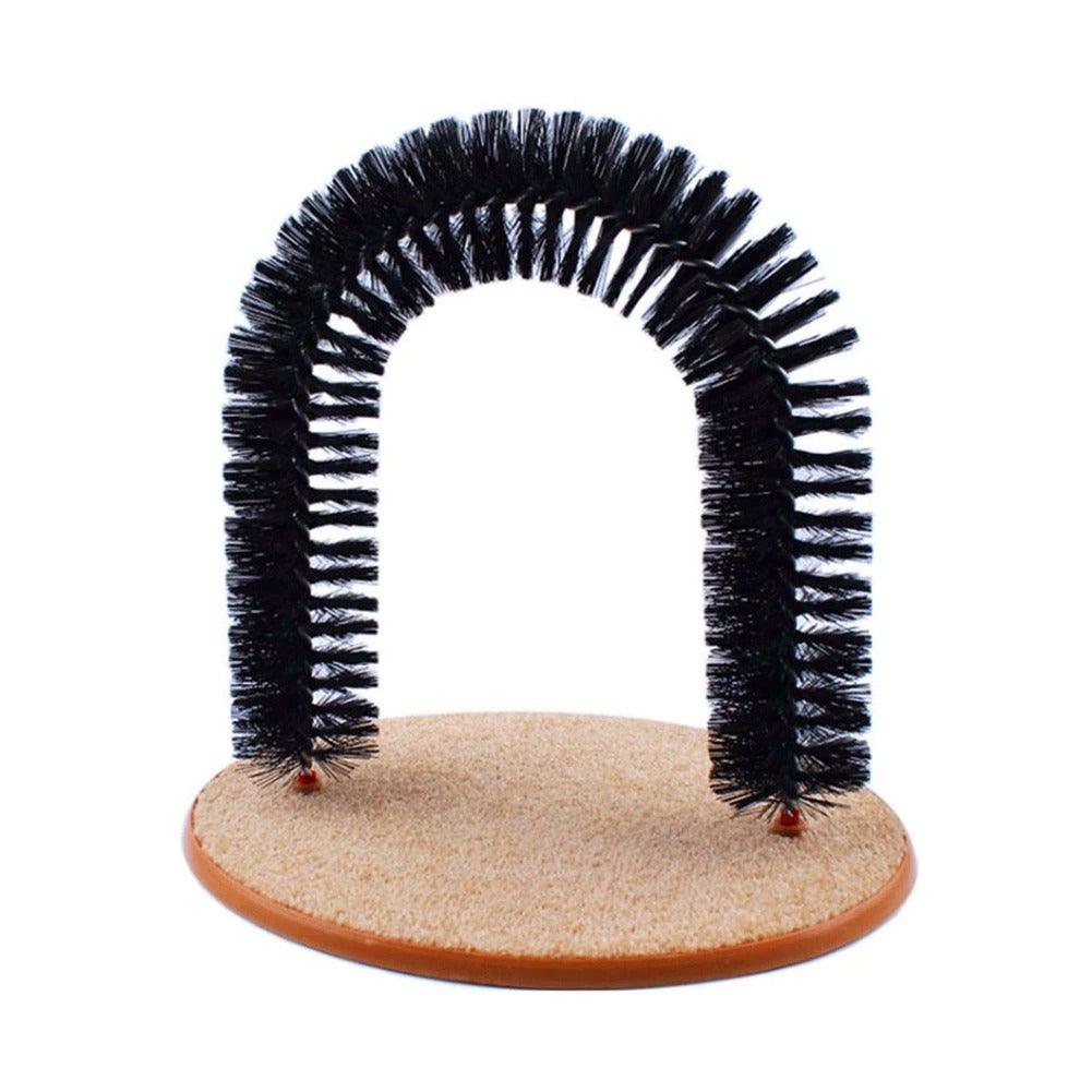 Stevvex cat massager brush with black bristles on round carpet base grooming shedding control on Tampa Home & Garden Store