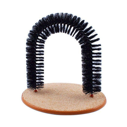 Stevvex cat massager brush with black bristles on round carpet base grooming shedding control on Tampa Home & Garden Store