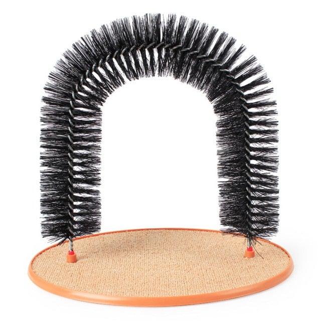 Stevvex cat massager arch brush with black bristles and orange-edged beige base on Tampa Home & Garden Store