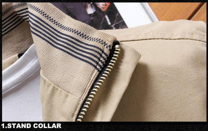 Beige windbreaker jacket by Stevvex with stand collar, men's jacket, water resistant zipper on Tampa Home & Garden Store