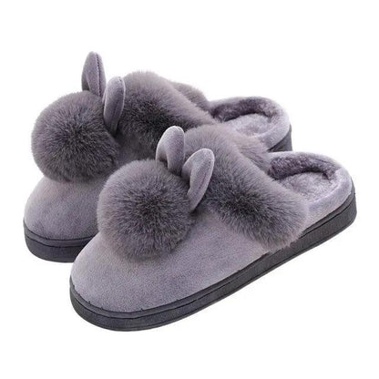 Winter Cotton Slippers With Rabbit Ear Design