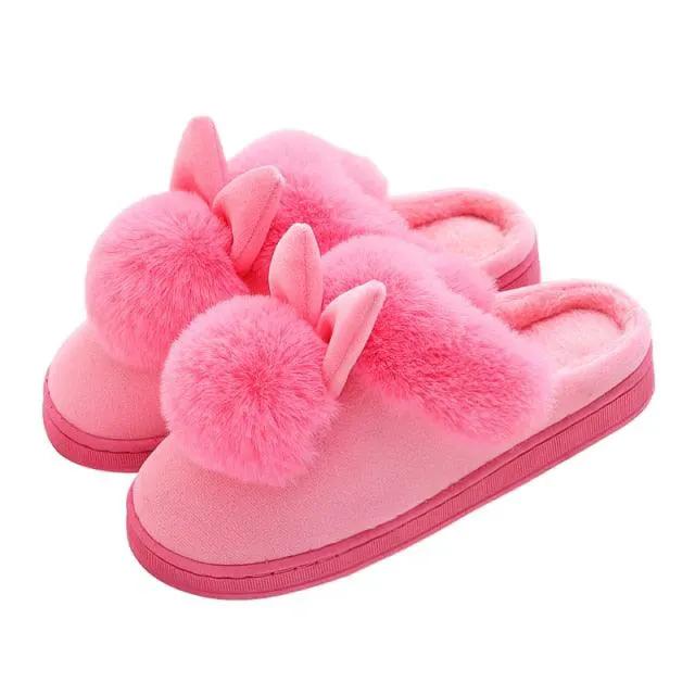 Winter Cotton Slippers With Rabbit Ear Design