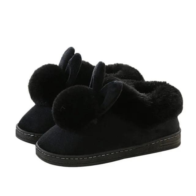 Winter Cotton Slippers With Rabbit Ear Design