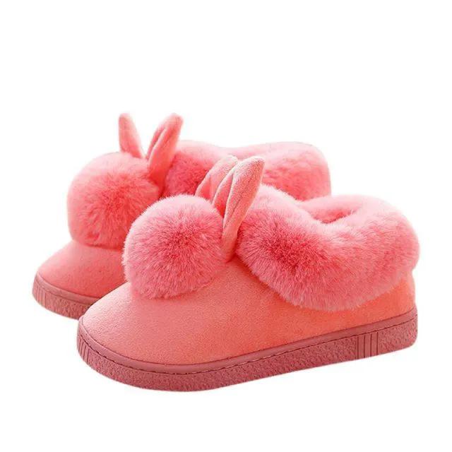 Winter Cotton Slippers With Rabbit Ear Design
