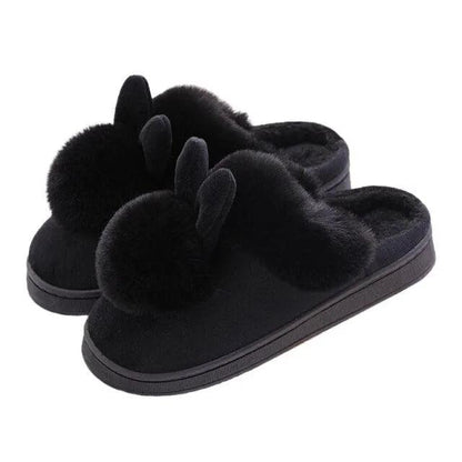 Winter Cotton Slippers With Rabbit Ear Design