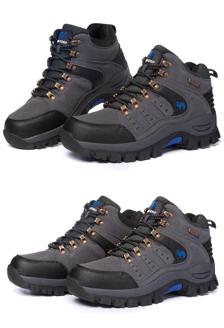 Hiking boots Stevvex waterproof gray/black with metal eyelets, two pairs shown on Tampa Home & Garden Store