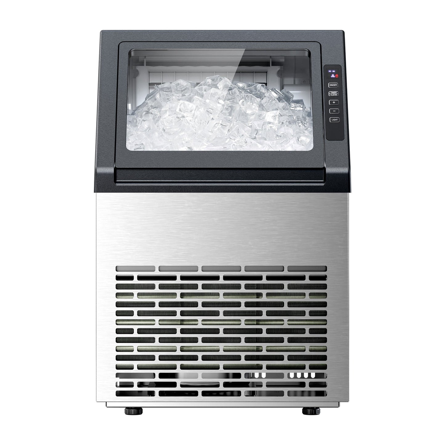 Commercial ice maker Kismile, 80 lbs/day, stainless steel, glass window shows ice, right-side panel on Tampa Home & Garden Store