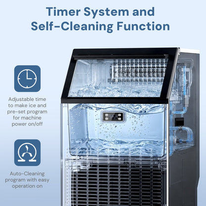 Commercial ice maker freestanding by Kismile, 265 Lbs/day, self-cleaning with adjustable timer on Tampa Home & Garden Store