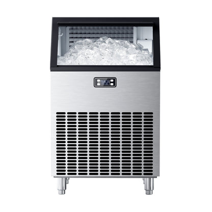Kismile 265 Lbs Freestanding Ice Maker stainless steel body with clear ice chamber on Tampa Home & Garden Store